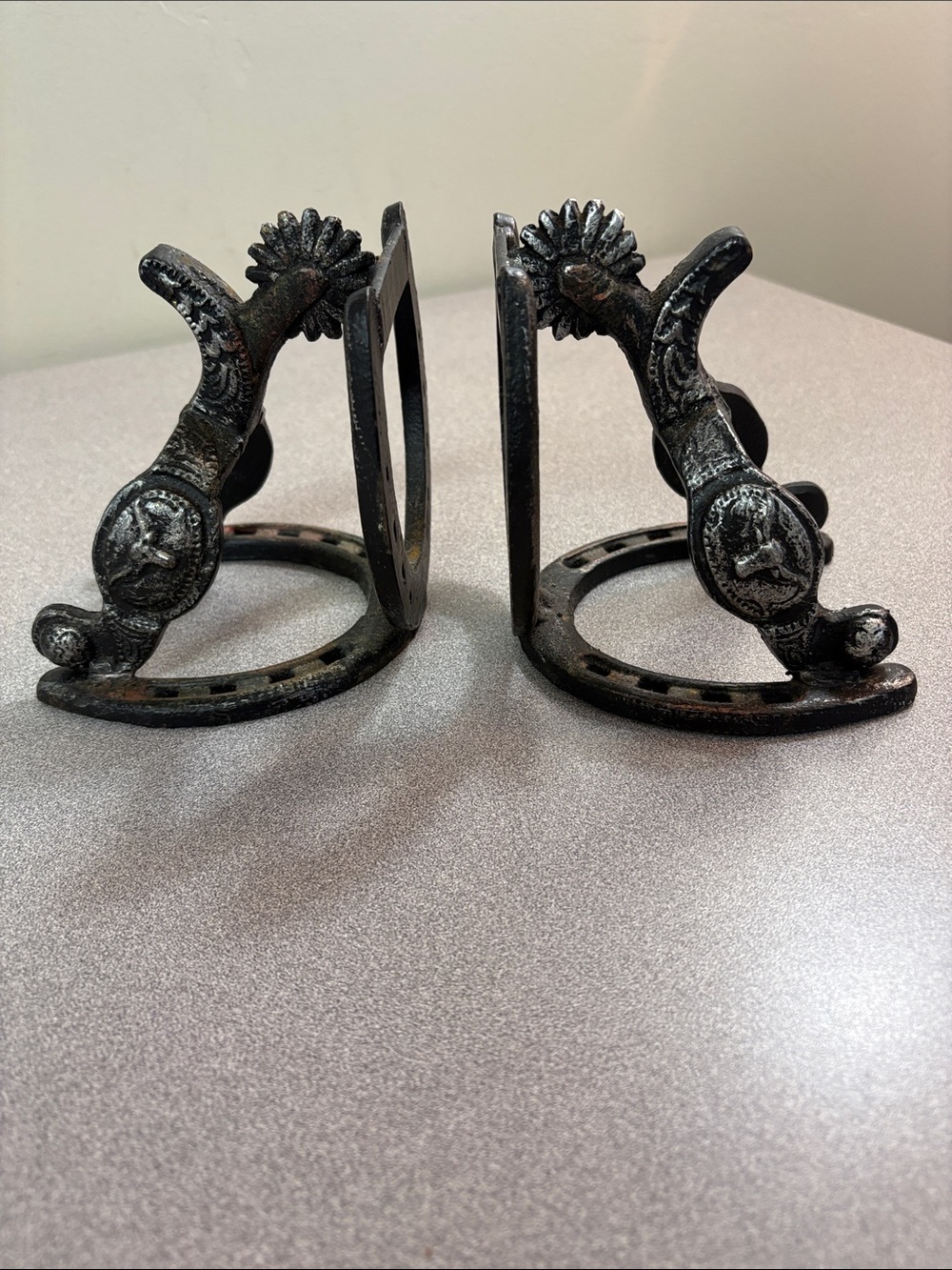 Decorative Cast-Iron Stirrup Bookends